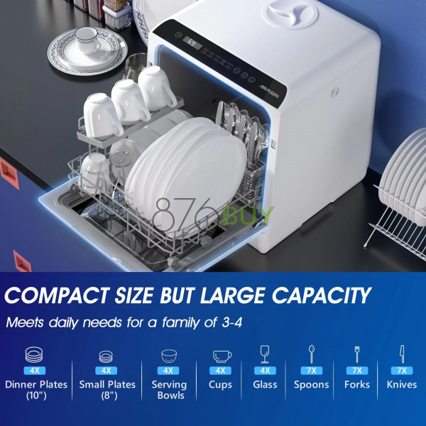 AIRMSEN Portable Countertop Dishwasher with 5-Liter Built-in Water Tank and Air-Dry Function - Image 8