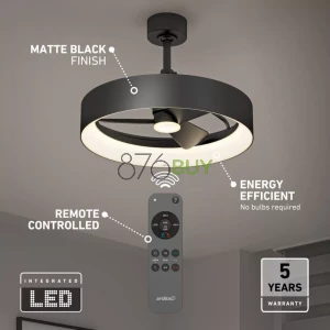 Austin 23 in. LED modern black ceiling fan - with remote