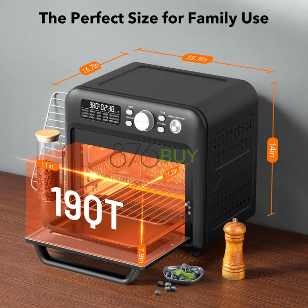 TaoTronics 19QT Air Fryer, 15-in-1 Family-Sized Smart Toaster Oven Countertop with Fits 12-inch Pizza, 6-Slice Toast - Image 5
