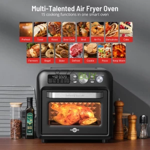 TaoTronics 19QT Air Fryer, 15-in-1 Family-Sized Smart Toaster Oven Countertop with Fits 12-inch Pizza, 6-Slice Toast
