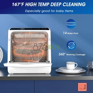AIRMSEN Portable Countertop Dishwasher with 5-Liter Built-in Water Tank and Air-Dry Function