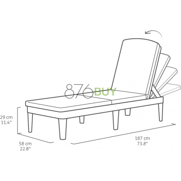 Keter Outdoor Sun Lounger with Graphite Cushion - Image 9