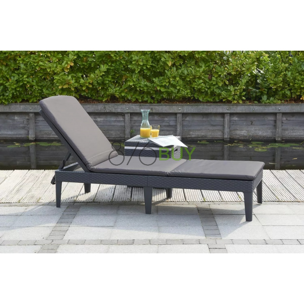Keter Outdoor Sun Lounger with Graphite Cushion - Image 6