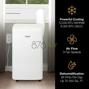 Whirlpool 8,300 BTU115V Portable Air Conditioner with Remote, Cools up to 550 sq ft