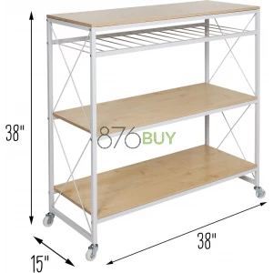 Honey-Can-Do Rolling Kitchen Island, White/Oak SHF-09512 White