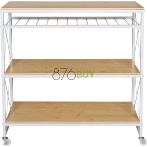 Honey-Can-Do Rolling Kitchen Island, White/Oak SHF-09512 White