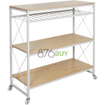 Honey-Can-Do Rolling Kitchen Island, White/Oak SHF-09512 White