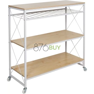 Honey-Can-Do Rolling Kitchen Island, White/Oak SHF-09512 White