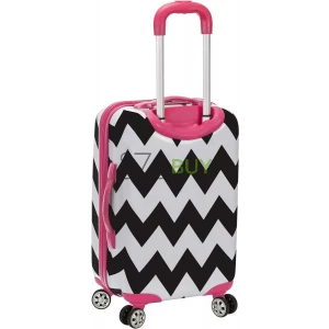 Rockland Safari Hardside Spinner Wheel Luggage, Pink Chevron, Carry-On 20-Inch