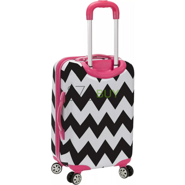 Rockland Safari Hardside Spinner Wheel Luggage, Pink Chevron, Carry-On 20-Inch - Image 2