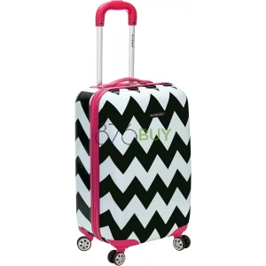 Rockland Safari Hardside Spinner Wheel Luggage, Pink Chevron, Carry-On 20-Inch