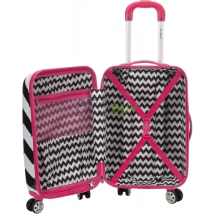 Rockland Safari Hardside Spinner Wheel Luggage, Pink Chevron, Carry-On 20-Inch