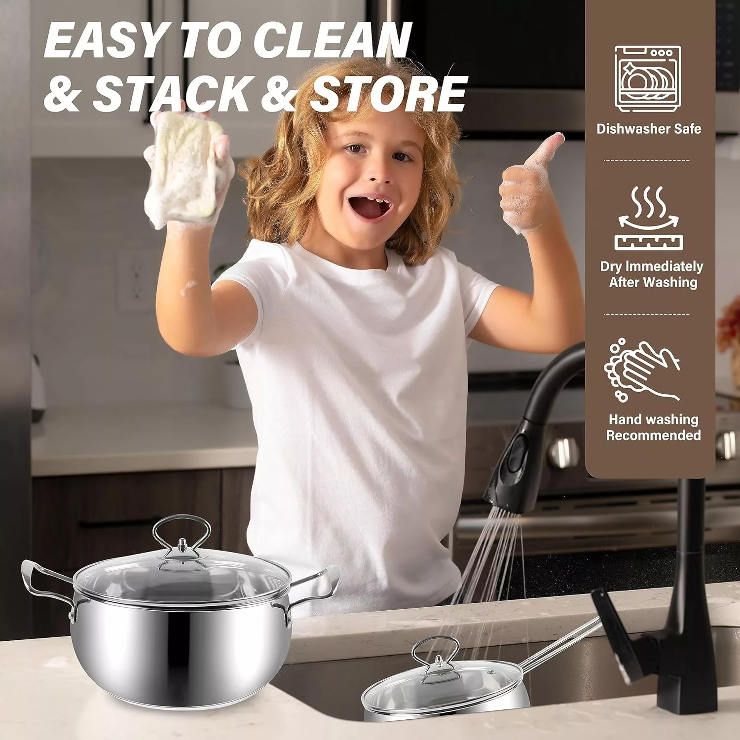 Doral Amsterdam Stainless Steel 6-Piece Cookware Set - Image 2