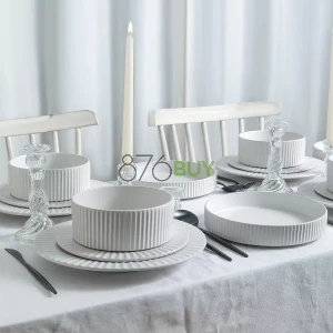 Christian Siriano Lusso 16-Piece Dinnerware Set Stoneware, White