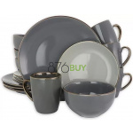 Elama16pc Stoneware Solid Stone Dinnerware Set Gray