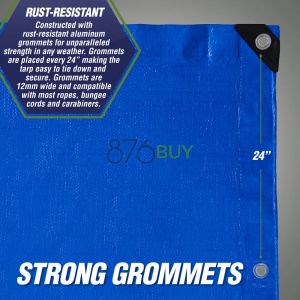 Rugged Rhino Tarp, Heavy Duty Waterproof for All Weather, Durable Water Resistant, 8x10 1 Pack Blue