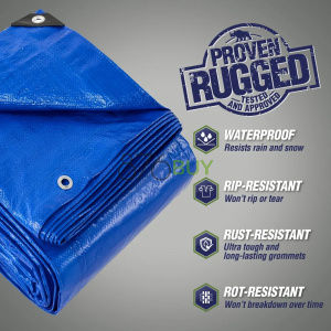 Rugged Rhino Tarp, Heavy Duty Waterproof for All Weather, Durable Water Resistant, 8x10 1 Pack Blue