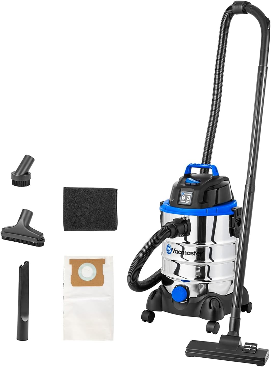 Vacmaster 6 Gallon 3 Peak HP Stainless Steel Wet/Dry Shop Vacuum