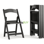 Flash Furniture Hercules Series Stackable Folding Chairs for Churches, Weddings and Formal Events - Set of 4, Black