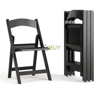 Flash Furniture Hercules Series Stackable Folding Chairs for Churches, Weddings and Formal Events - Set of 4, Black