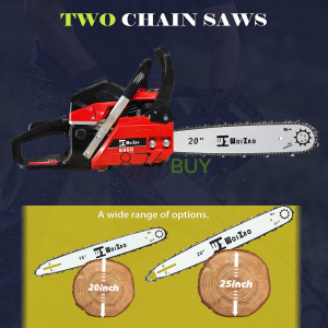 WOIZAO Gas Chainsaw 58CC with Quick-Switch Dual Bars (18 and 20 Inch)