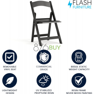 Flash Furniture Hercules Series Stackable Folding Chairs for Churches, Weddings and Formal Events - Set of 4, Black