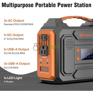 ZeroKor 300W Portable Solar Generator with Foldable 60W Solar Panel