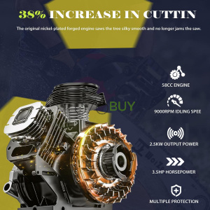 WOIZAO Gas Chainsaw 58CC with Quick-Switch Dual Bars (18 and 20 Inch)