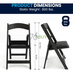 Flash Furniture Hercules Series Stackable Folding Chairs for Churches, Weddings and Formal Events - Set of 4, Black