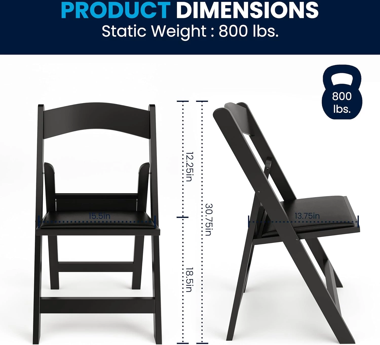 Flash Furniture Hercules Series Stackable Folding Chairs for Churches, Weddings and Formal Events - Set of 4, Black - Image 6