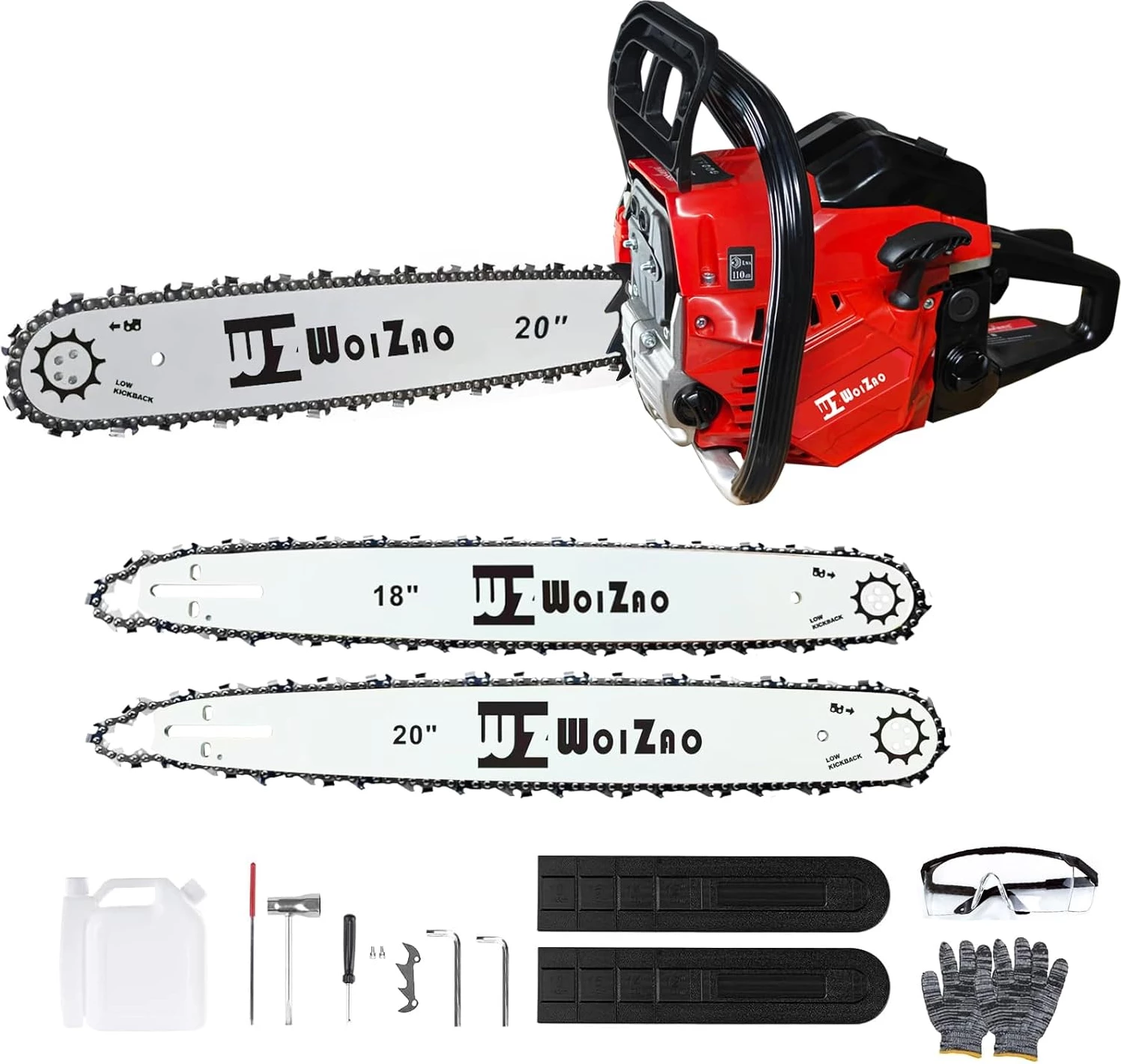WOIZAO Gas Chainsaw 58CC with Quick-Switch Dual Bars (18 and 20 Inch)