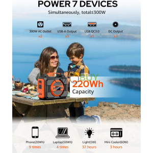 Portable Power Station Bank 300W Rated(600W Peak)