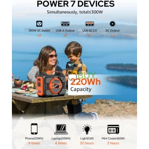 Portable Power Station Bank 300W Rated(600W Peak)