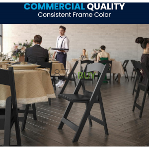 Flash Furniture Hercules Series Stackable Folding Chairs for Churches, Weddings and Formal Events - Set of 4, Black