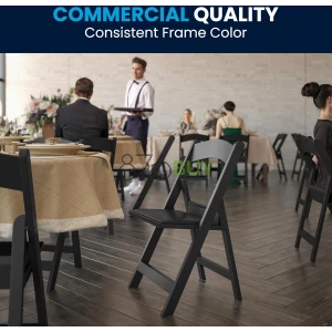 Flash Furniture Hercules Series Stackable Folding Chairs for Churches, Weddings and Formal Events - Set of 4, Black