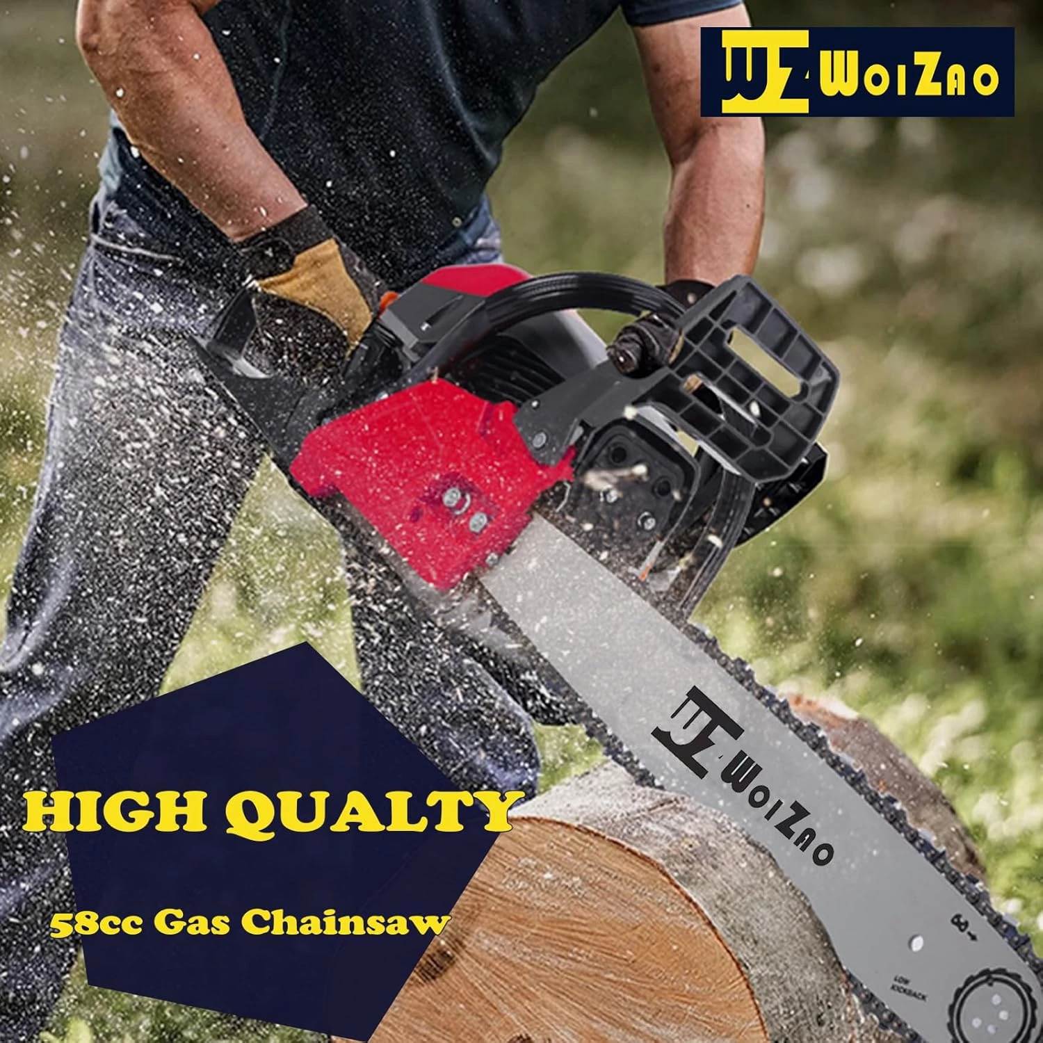 WOIZAO Gas Chainsaw 58CC with Quick-Switch Dual Bars (18 and 20 Inch) - Image 6