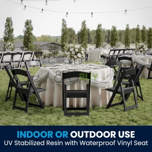 Flash Furniture Hercules Series Stackable Folding Chairs for Churches, Weddings and Formal Events - Set of 4, Black