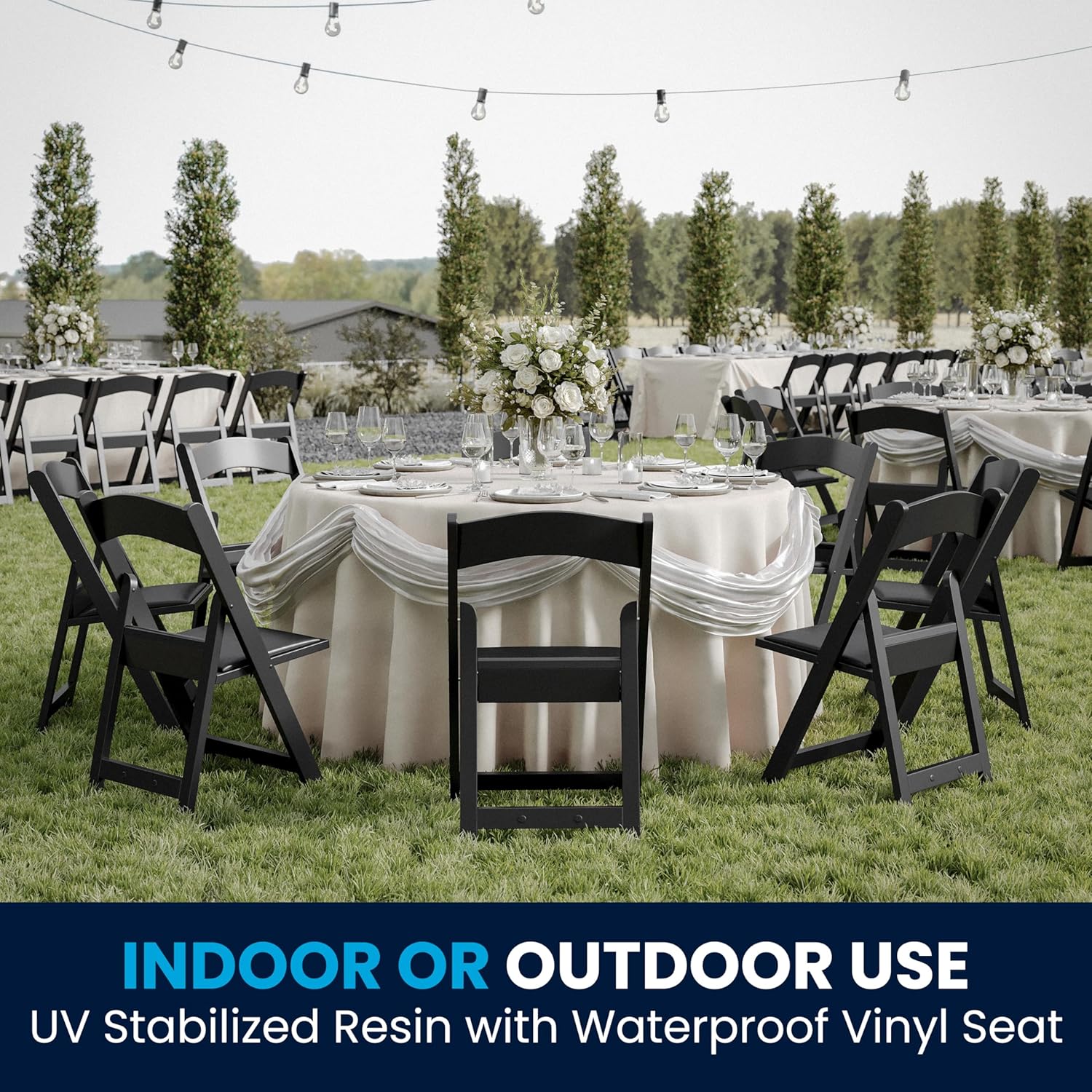 Flash Furniture Hercules Series Stackable Folding Chairs for Churches, Weddings and Formal Events - Set of 4, Black - Image 4