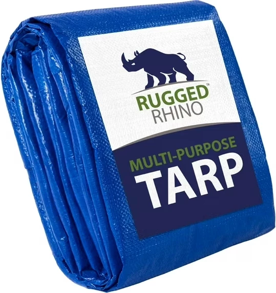 Rugged Rhino Tarp, Heavy Duty Waterproof for All Weather, Durable Water Resistant, 8x10 1 Pack Blue