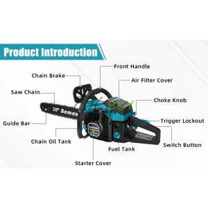 Semoxbit 58CC Gas Chainsaw 20 Inch Chain Saw with 2-Cycle Engine