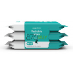 Amazon Basics Adult Wet Wipes Flushable Fragrance Free, 126 Count (3 Packs of 42)
