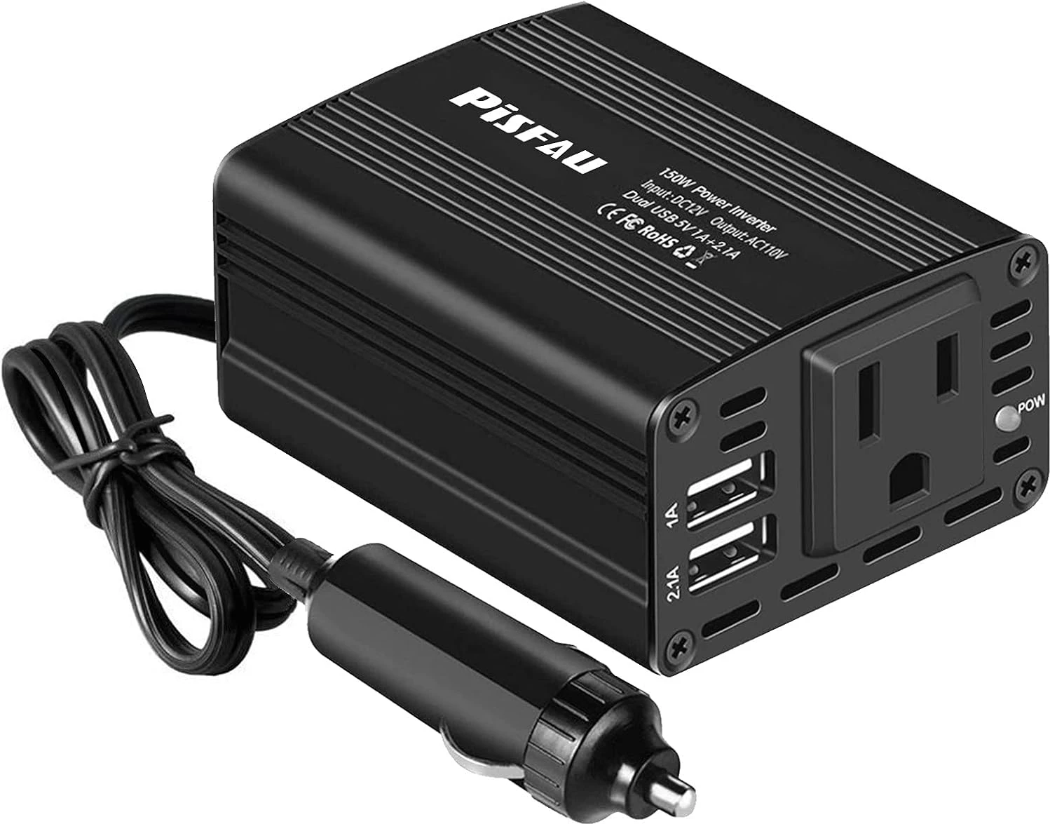 PiSFAU 150W Power Inverter 12V DC to 110V AC Car Plug Adapter Outlet Converter - Image 2
