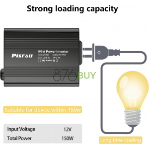 PiSFAU 150W Power Inverter 12V DC to 110V AC Car Plug Adapter Outlet Converter