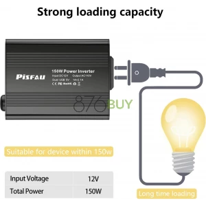 PiSFAU 150W Power Inverter 12V DC to 110V AC Car Plug Adapter Outlet Converter