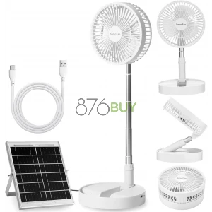Solar Battery-operated Portable Standing Fan with Solar Panel