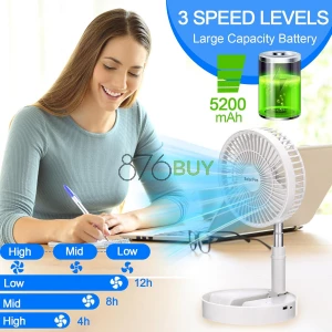 Solar Battery-operated Portable Standing Fan with Solar Panel