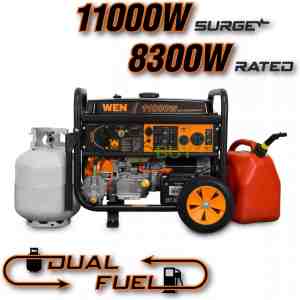 WEN 11,000-Watt 120V/240V Dual Fuel Portable Generator with Wheel Kit and Electric Start (DF1100T)