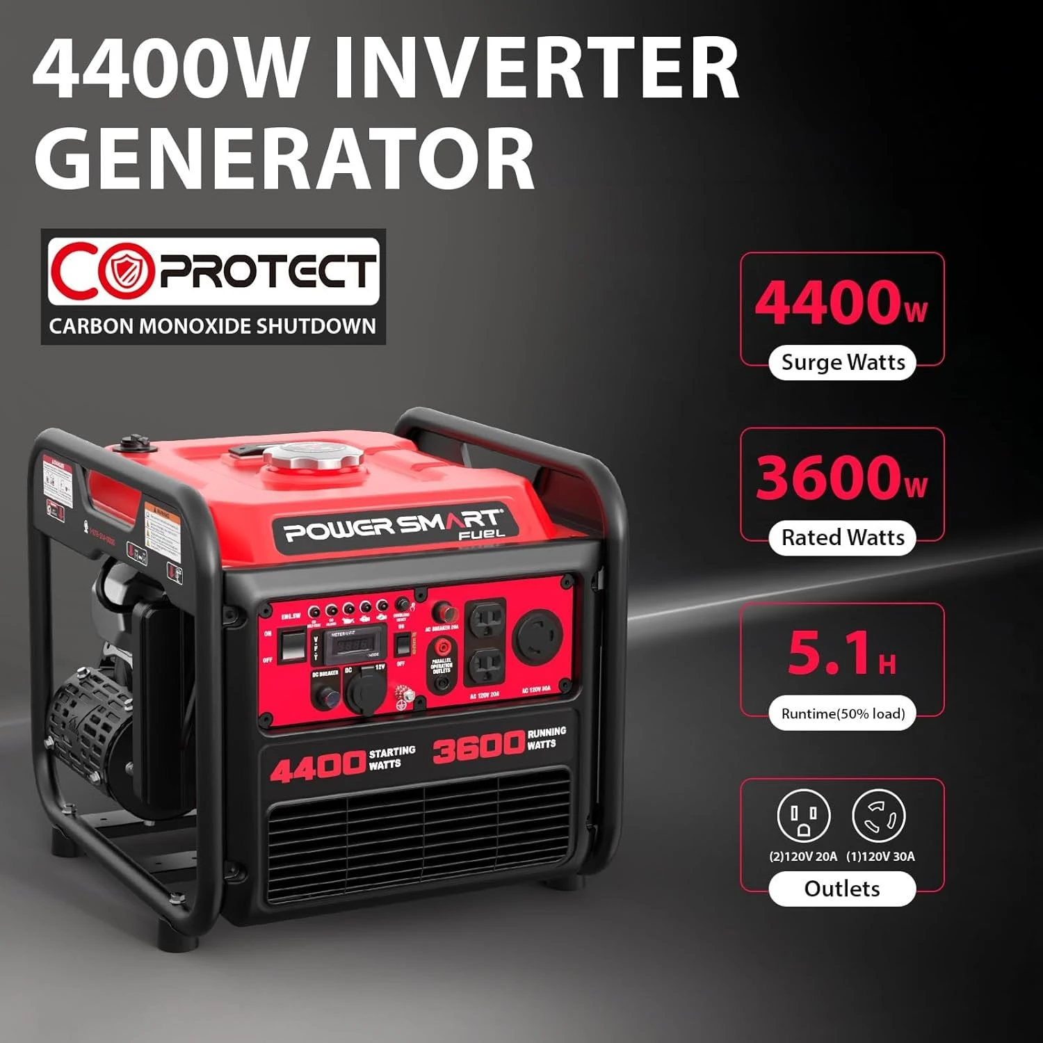 PowerSmart 4400-Watt Portable Inverter Gas Generator - Image 7