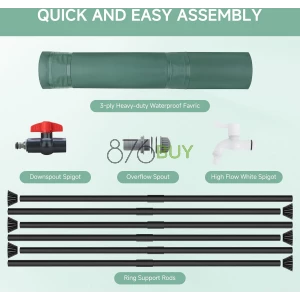 53 Gallon Portable Rainwater Collect System Water Tank to Collect Rainwater