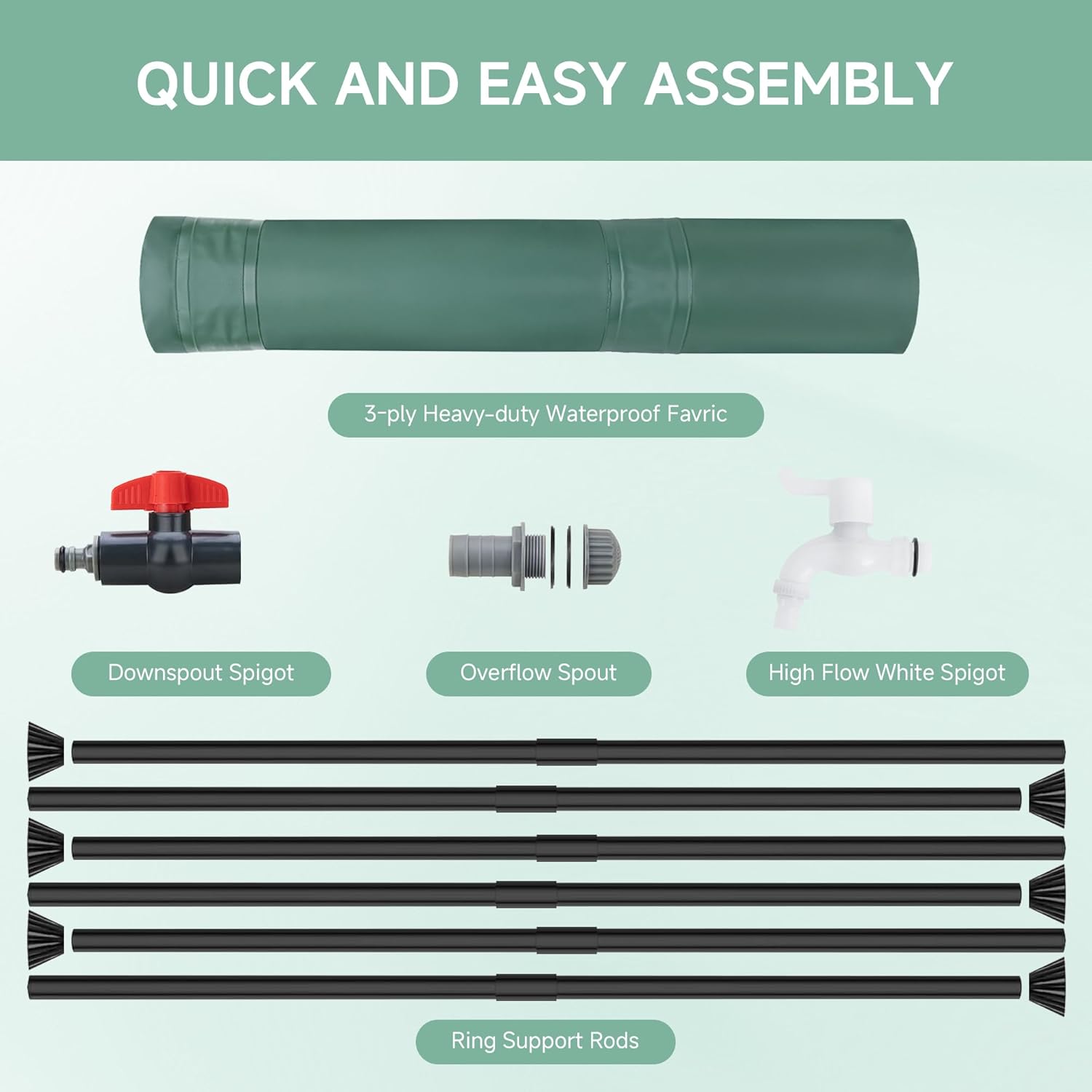 53 Gallon Portable Rainwater Collect System Water Tank to Collect Rainwater - Image 3